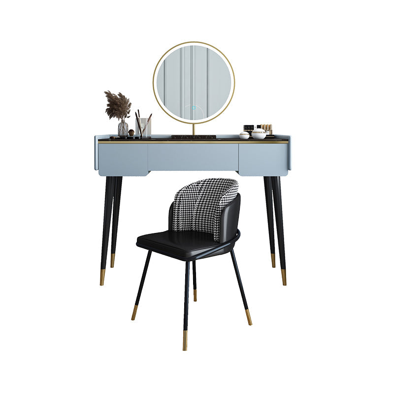 Glam houten framekrandtafel leisteen top ijdelheid met laden