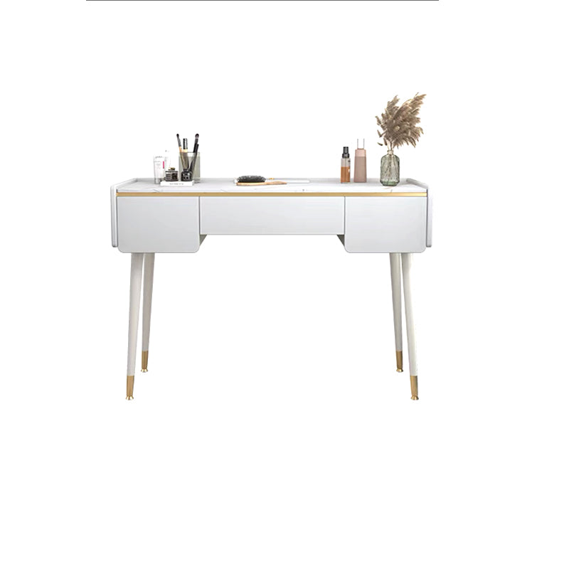 Glam houten framekrandtafel leisteen top ijdelheid met laden