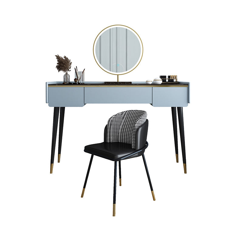 Glam houten framekrandtafel leisteen top ijdelheid met laden