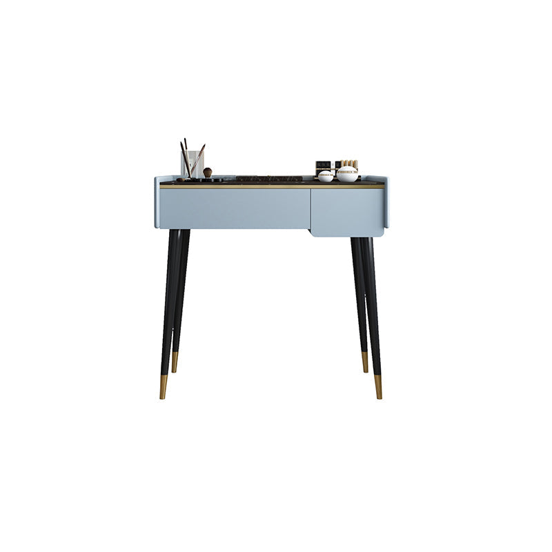 Glam houten framekrandtafel leisteen top ijdelheid met laden