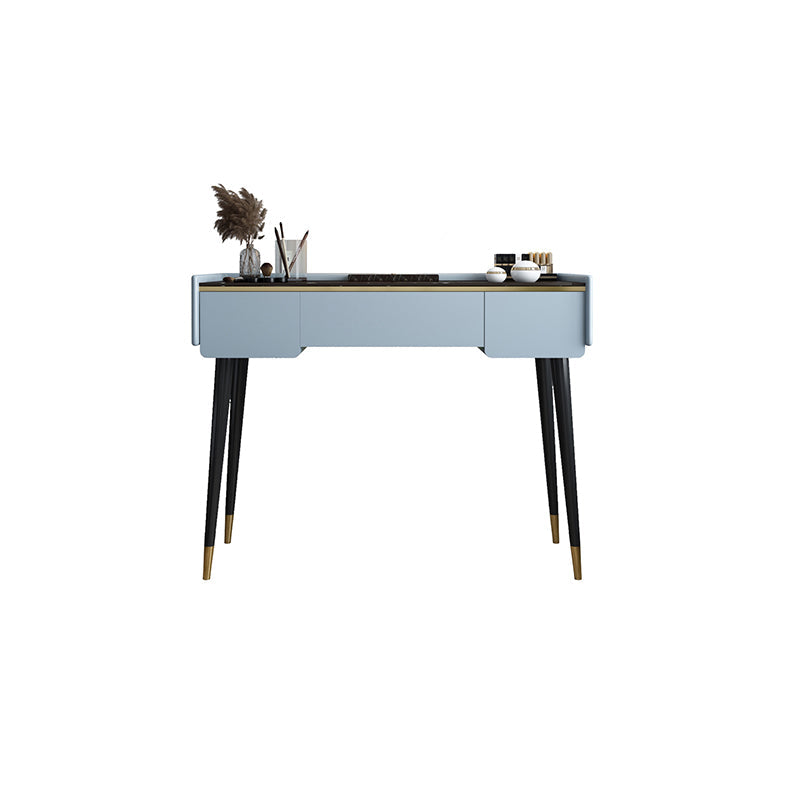 Glam houten framekrandtafel leisteen top ijdelheid met laden