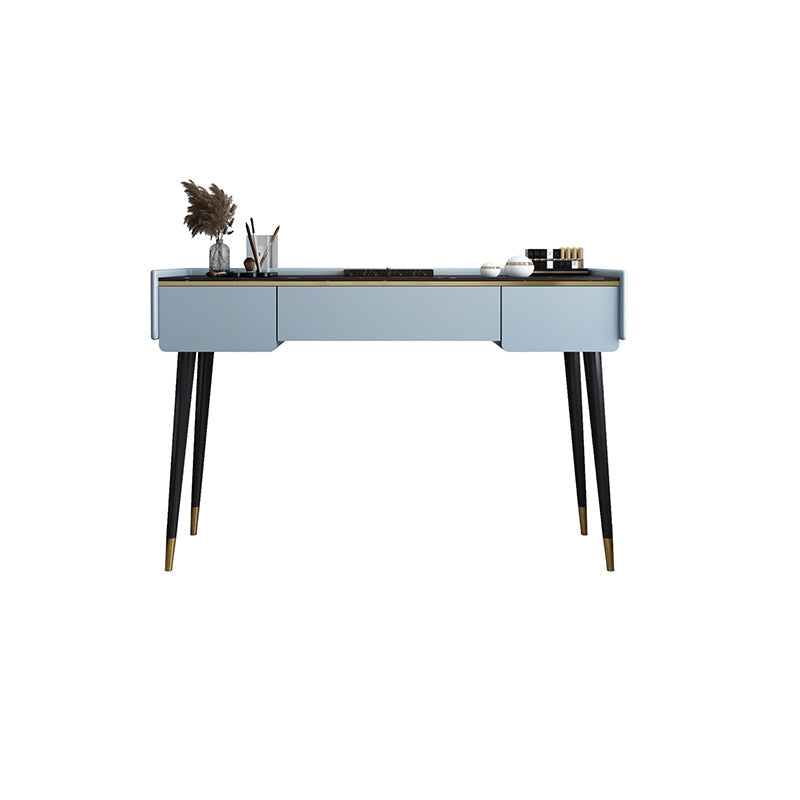 Glam houten framekrandtafel leisteen top ijdelheid met laden