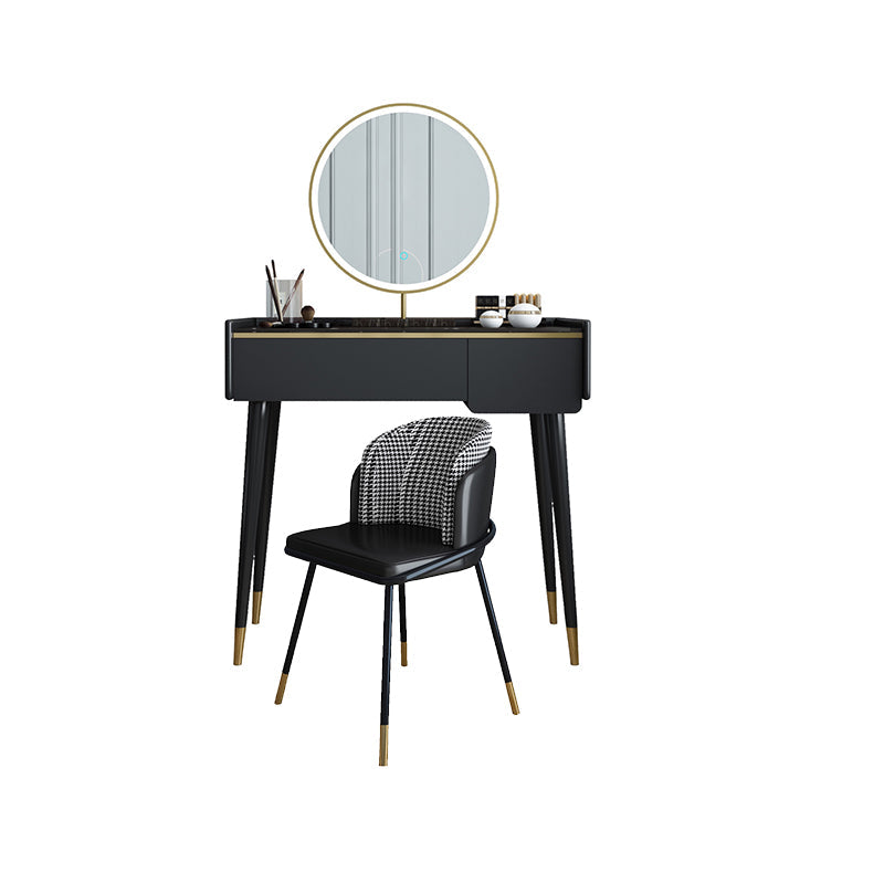 Glam houten framekrandtafel leisteen top ijdelheid met laden