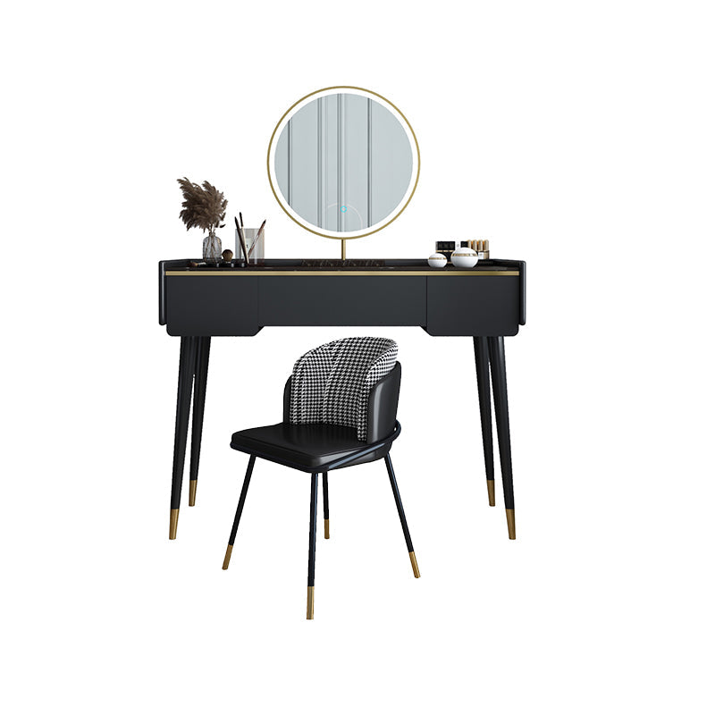 Glam houten framekrandtafel leisteen top ijdelheid met laden