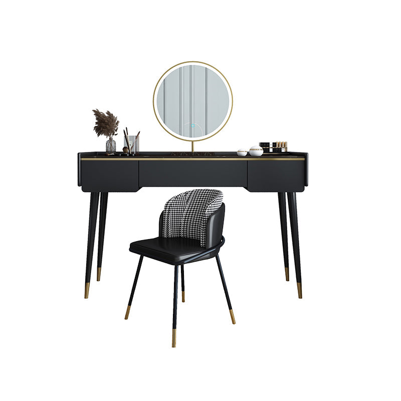 Glam houten framekrandtafel leisteen top ijdelheid met laden