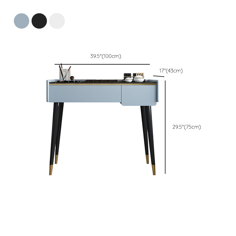 Glam houten framekrandtafel leisteen top ijdelheid met laden