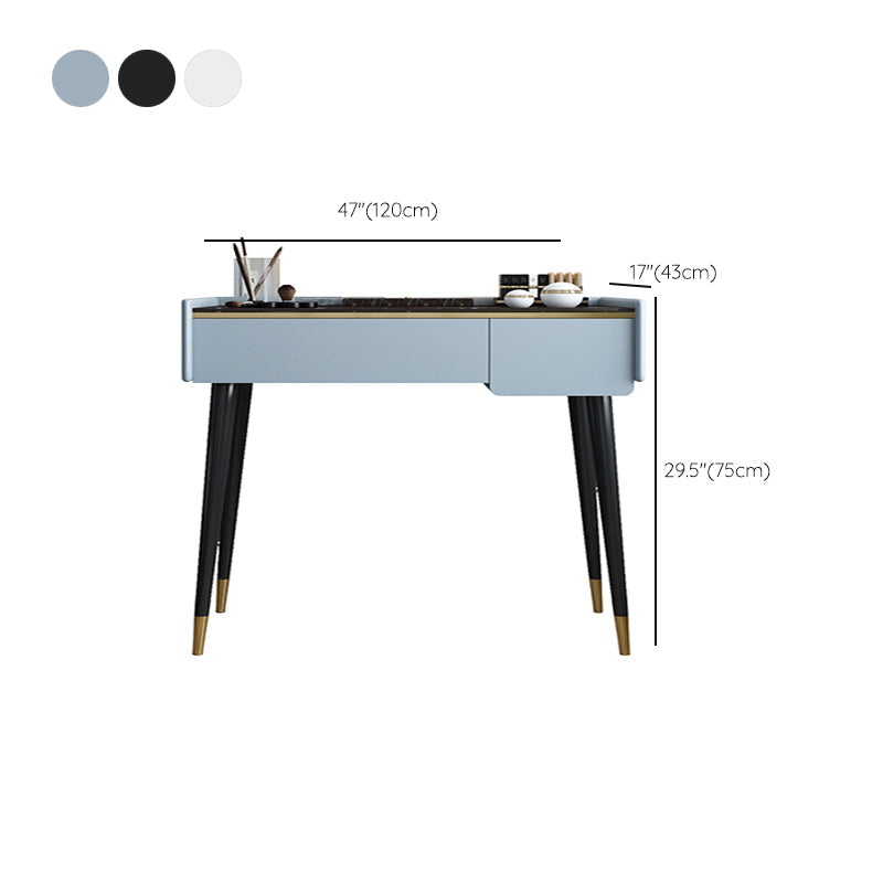Glam houten framekrandtafel leisteen top ijdelheid met laden