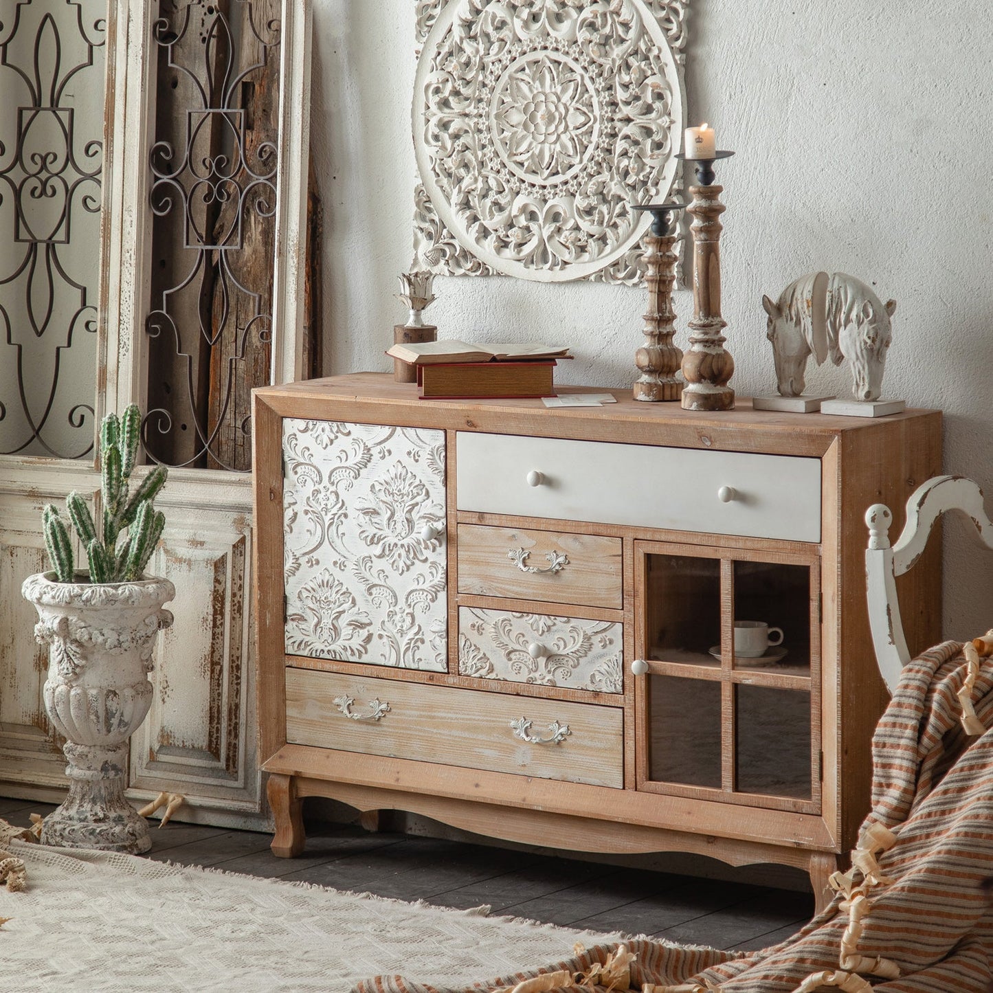 Industrial Espresso Accent Cabinet with Drawer Chest with Doors Clearhalo 'Cabinets & Chests' 'cabinets_chests' 'furn' 'furn_cabinets_chests' 'Furniture' 'Living Room Furniture' 6672077