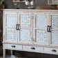 Industrial Rectangle Accent Cabinet Distressed Finish Fretwork Accent Cabinet Clearhalo 'Cabinets & Chests' 'cabinets_chests' 'furn' 'furn_cabinets_chests' 'Furniture' 'Living Room Furniture' 6672097