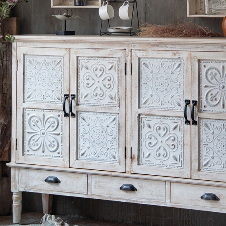 Industrial Rectangle Accent Cabinet Distressed Finish Fretwork Accent Cabinet Clearhalo 'Cabinets & Chests' 'cabinets_chests' 'furn' 'furn_cabinets_chests' 'Furniture' 'Living Room Furniture' 6672097