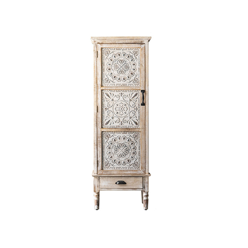 Industrial Rectangle Accent Cabinet Distressed Finish Fretwork Accent Cabinet 21.7"L x 13.8"W x 63"H Clearhalo 'Cabinets & Chests' 'cabinets_chests' 'furn' 'furn_cabinets_chests' 'Furniture' 'Living Room Furniture' 6672102