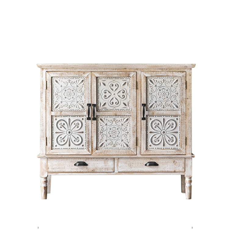 Industrial Rectangle Accent Cabinet Distressed Finish Fretwork Accent Cabinet 45.3"L x 13.8"W x 39.4"H Clearhalo 'Cabinets & Chests' 'cabinets_chests' 'furn' 'furn_cabinets_chests' 'Furniture' 'Living Room Furniture' 6672104