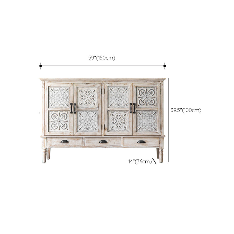 Industrial Rectangle Accent Cabinet Distressed Finish Fretwork Accent Cabinet Clearhalo 'Cabinets & Chests' 'cabinets_chests' 'furn' 'furn_cabinets_chests' 'Furniture' 'Living Room Furniture' 6672105