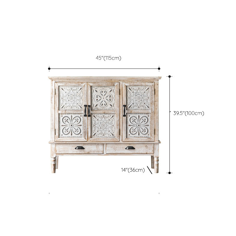 Industrial Rectangle Accent Cabinet Distressed Finish Fretwork Accent Cabinet Clearhalo 'Cabinets & Chests' 'cabinets_chests' 'furn' 'furn_cabinets_chests' 'Furniture' 'Living Room Furniture' 6672108