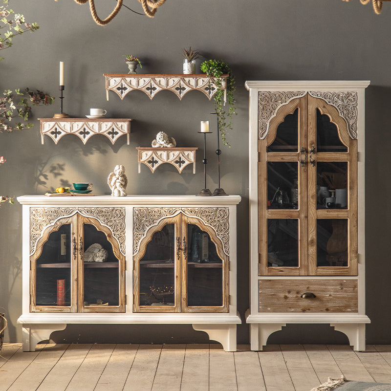 Industrial Wood Accent Cabinet Distressed Finish Fretwork Accent Cabinet Clearhalo 'Cabinets & Chests' 'cabinets_chests' 'furn' 'furn_cabinets_chests' 'Furniture' 'Living Room Furniture' 6672128