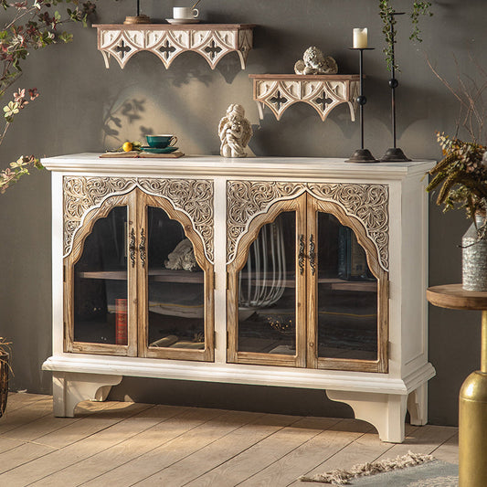 Industrial Wood Accent Cabinet Distressed Finish Fretwork Accent Cabinet Clearhalo 'Cabinets & Chests' 'cabinets_chests' 'furn' 'furn_cabinets_chests' 'Furniture' 'Living Room Furniture' 6672131