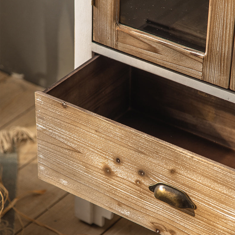 Industrial Wood Accent Cabinet Distressed Finish Fretwork Accent Cabinet Clearhalo 'Cabinets & Chests' 'cabinets_chests' 'furn' 'furn_cabinets_chests' 'Furniture' 'Living Room Furniture' 6672134