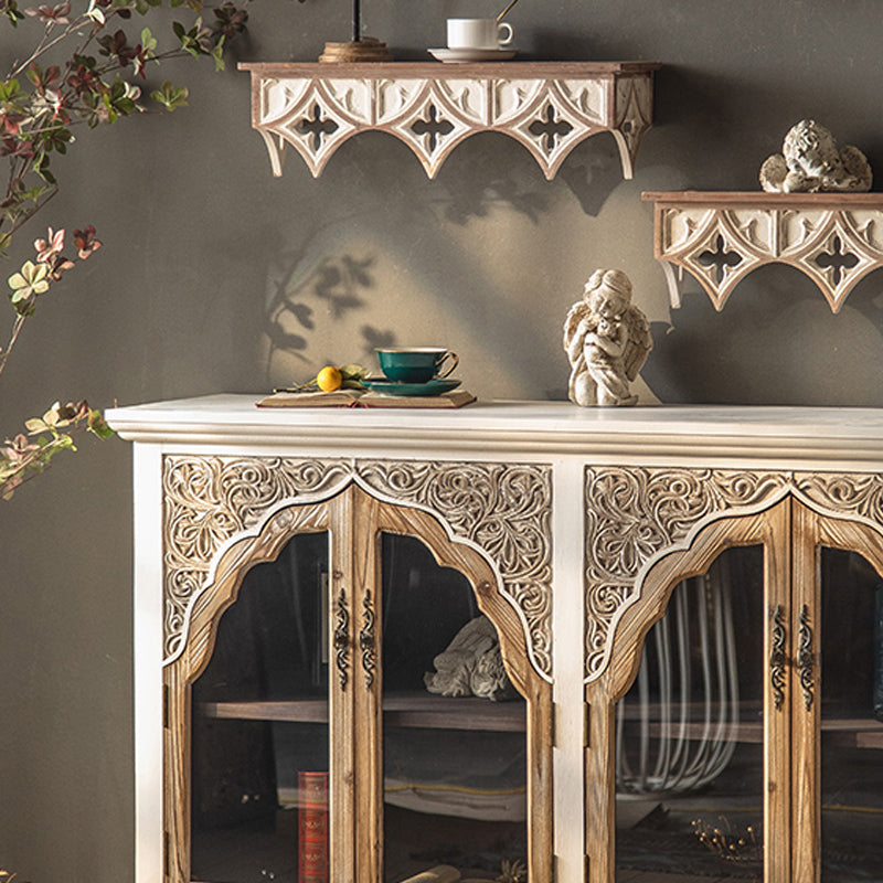 Industrial Wood Accent Cabinet Distressed Finish Fretwork Accent Cabinet Clearhalo 'Cabinets & Chests' 'cabinets_chests' 'furn' 'furn_cabinets_chests' 'Furniture' 'Living Room Furniture' 6672135