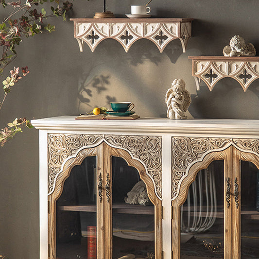 Industrial Wood Accent Cabinet Distressed Finish Fretwork Accent Cabinet Clearhalo 'Cabinets & Chests' 'cabinets_chests' 'furn' 'furn_cabinets_chests' 'Furniture' 'Living Room Furniture' 6672135