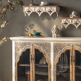 Industrial Wood Accent Cabinet Distressed Finish Fretwork Accent Cabinet Clearhalo 'Cabinets & Chests' 'cabinets_chests' 'furn' 'furn_cabinets_chests' 'Furniture' 'Living Room Furniture' 6672135