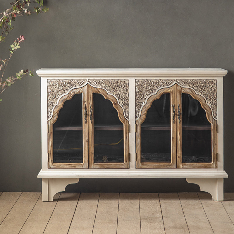 Industrial Wood Accent Cabinet Distressed Finish Fretwork Accent Cabinet 55"L x 16"W x 38"H Clearhalo 'Cabinets & Chests' 'cabinets_chests' 'furn' 'furn_cabinets_chests' 'Furniture' 'Living Room Furniture' 6672137