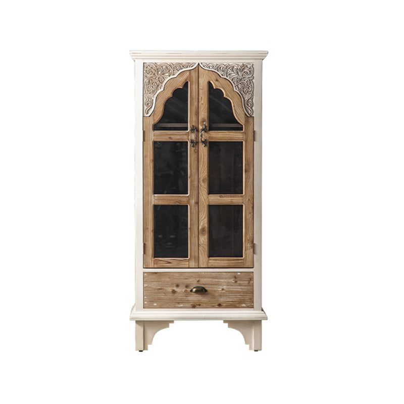 Industrial Wood Accent Cabinet Distressed Finish Fretwork Accent Cabinet Clearhalo 'Cabinets & Chests' 'cabinets_chests' 'furn' 'furn_cabinets_chests' 'Furniture' 'Living Room Furniture' 6672139