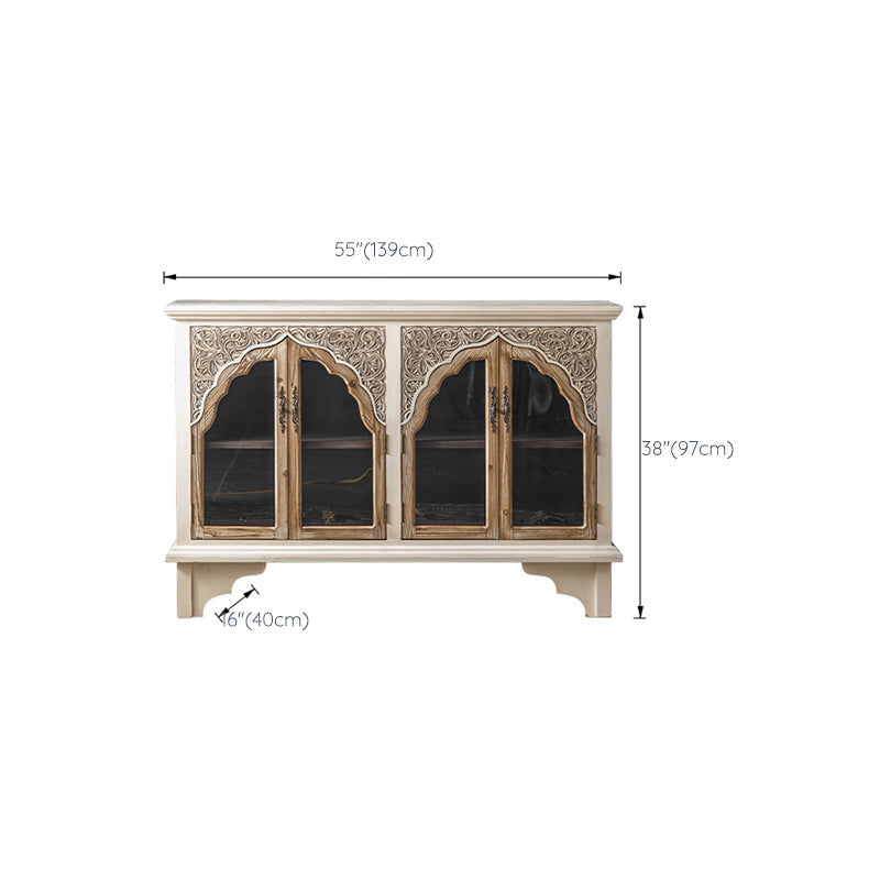 Industrial Wood Accent Cabinet Distressed Finish Fretwork Accent Cabinet Clearhalo 'Cabinets & Chests' 'cabinets_chests' 'furn' 'furn_cabinets_chests' 'Furniture' 'Living Room Furniture' 6672140