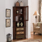 Industrial Corner Accent Cabinet Distressed Finish Fretwork Accent Cabinet Brown Clearhalo 'Cabinets & Chests' 'cabinets_chests' 'furn' 'furn_cabinets_chests' 'Furniture' 'Living Room Furniture' 6672171