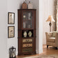 Industrial Corner Accent Cabinet Distressed Finish Fretwork Accent Cabinet Clearhalo 'Cabinets & Chests' 'cabinets_chests' 'furn' 'furn_cabinets_chests' 'Furniture' 'Living Room Furniture' 6672178