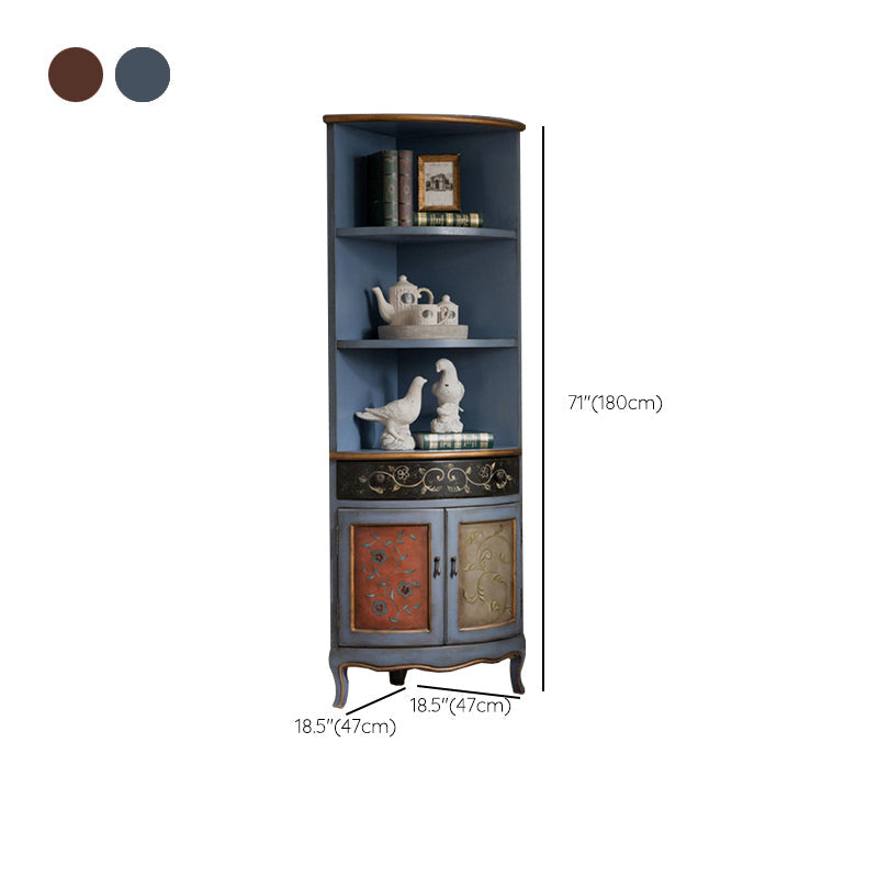 Industrial Corner Accent Cabinet Distressed Finish Fretwork Accent Cabinet Clearhalo 'Cabinets & Chests' 'cabinets_chests' 'furn' 'furn_cabinets_chests' 'Furniture' 'Living Room Furniture' 6672180