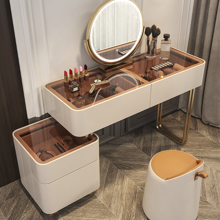 30.7" Height Makeup Table Solid Wood Vanity with Drawers Vanity Stool Clearhalo 'Bedroom Furniture' 'furn' 'furn_makeup_vanities' 'Furniture' 'Makeup Vanities' 'makeup_vanities' 6672369