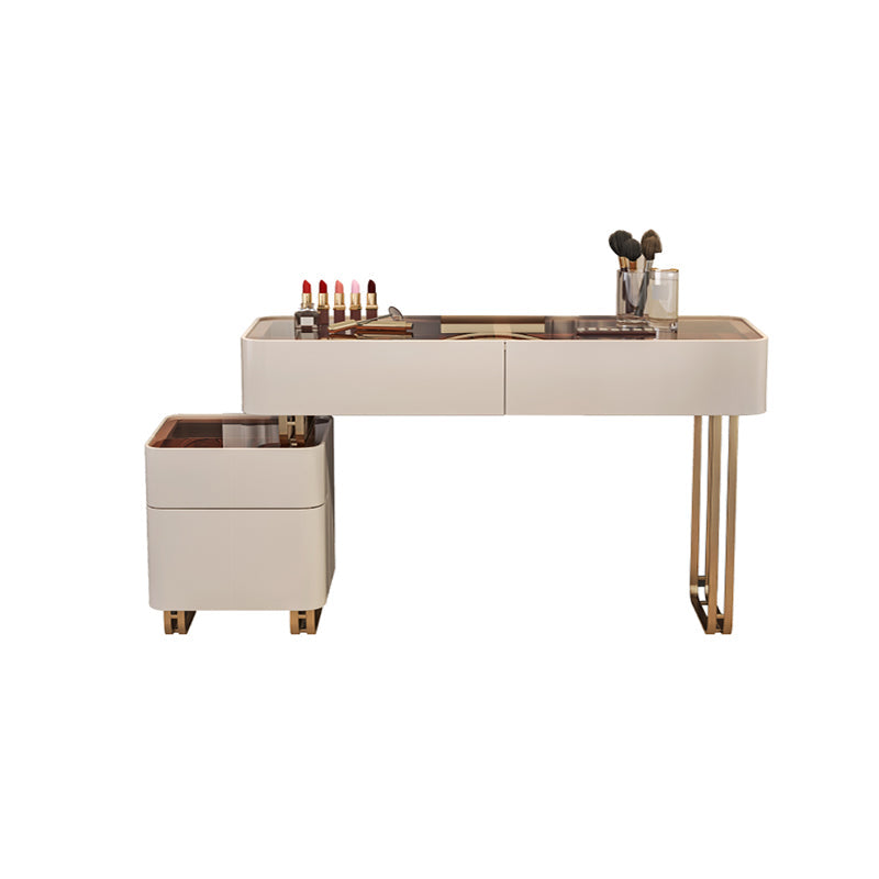 30.7" Height Makeup Table Solid Wood Vanity with Drawers Vanity Stool Makeup Vanity 47"L x 18"W x 31"H 4 Clearhalo 'Bedroom Furniture' 'furn' 'furn_makeup_vanities' 'Furniture' 'Makeup Vanities' 'makeup_vanities' 6672373