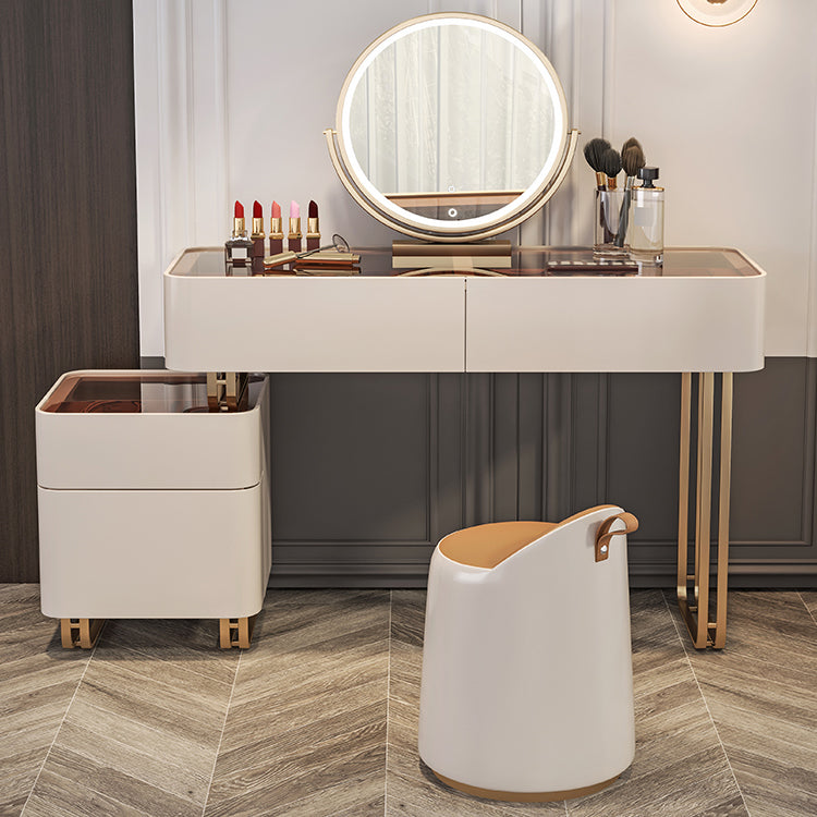 30.7" Height Makeup Table Solid Wood Vanity with Drawers Vanity Stool Clearhalo 'Bedroom Furniture' 'furn' 'furn_makeup_vanities' 'Furniture' 'Makeup Vanities' 'makeup_vanities' 6672374