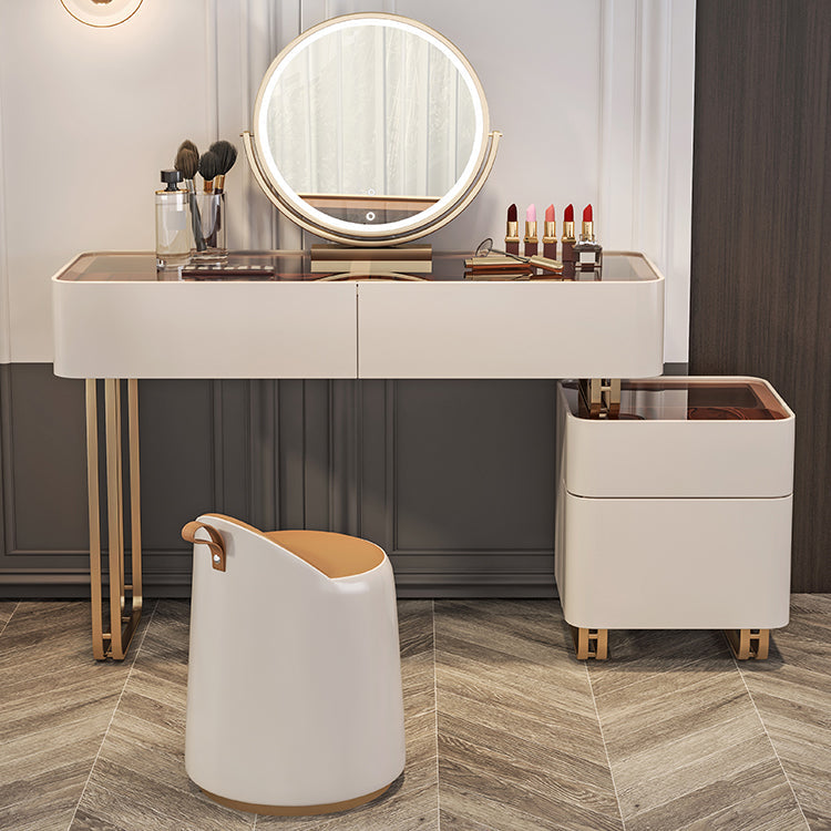 30.7" Height Makeup Table Solid Wood Vanity with Drawers Vanity Stool Clearhalo 'Bedroom Furniture' 'furn' 'furn_makeup_vanities' 'Furniture' 'Makeup Vanities' 'makeup_vanities' 6672375