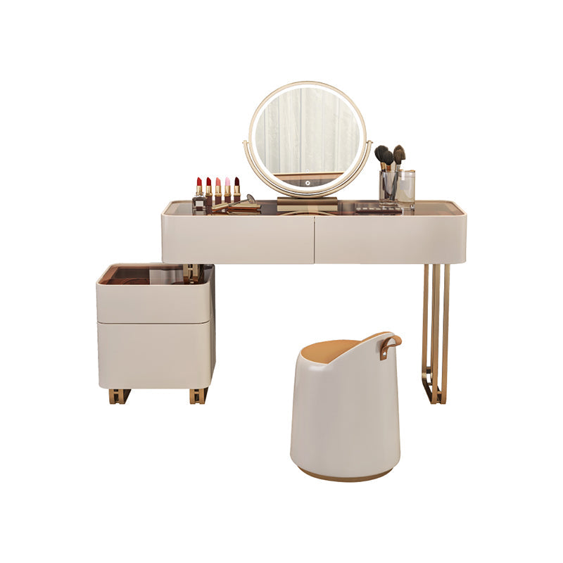 30.7" Height Makeup Table Solid Wood Vanity with Drawers Vanity Stool Clearhalo 'Bedroom Furniture' 'furn' 'furn_makeup_vanities' 'Furniture' 'Makeup Vanities' 'makeup_vanities' 6672377