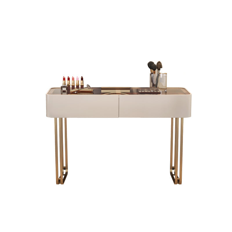 30.7" Height Makeup Table Solid Wood Vanity with Drawers Vanity Stool Makeup Vanity 39"L x 18"W x 31"H 2 Clearhalo 'Bedroom Furniture' 'furn' 'furn_makeup_vanities' 'Furniture' 'Makeup Vanities' 'makeup_vanities' 6672384