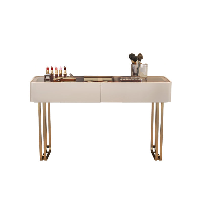 30.7" Height Makeup Table Solid Wood Vanity with Drawers Vanity Stool Makeup Vanity 47"L x 18"W x 31"H 2 Clearhalo 'Bedroom Furniture' 'furn' 'furn_makeup_vanities' 'Furniture' 'Makeup Vanities' 'makeup_vanities' 6672386