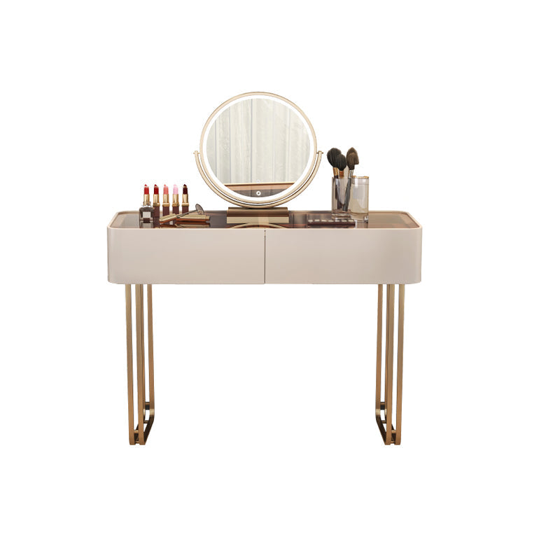 30.7" Height Makeup Table Solid Wood Vanity with Drawers Vanity Stool Makeup Vanity & Mirror 31"L x 18"W x 31"H 2 Clearhalo 'Bedroom Furniture' 'furn' 'furn_makeup_vanities' 'Furniture' 'Makeup Vanities' 'makeup_vanities' 6672388