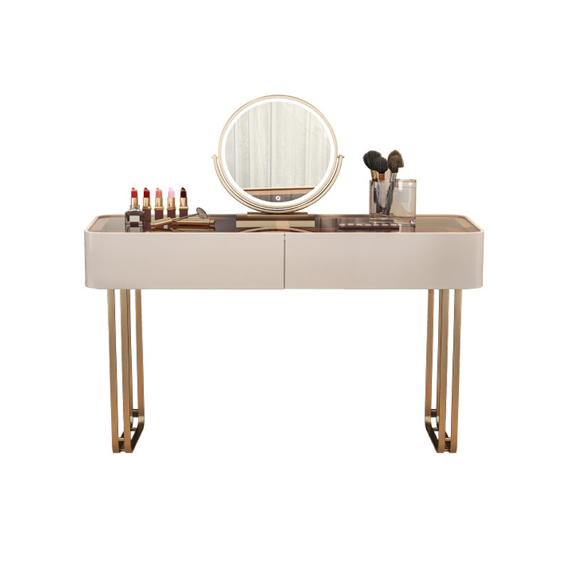 30.7" Height Makeup Table Solid Wood Vanity with Drawers Vanity Stool Makeup Vanity & Mirror 47"L x 18"W x 31"H 2 Clearhalo 'Bedroom Furniture' 'furn' 'furn_makeup_vanities' 'Furniture' 'Makeup Vanities' 'makeup_vanities' 6672391