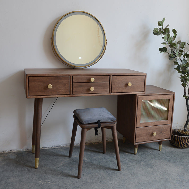 Tavolo da toeletta in legno in legno vanità per trucco in legno massello con cassetti