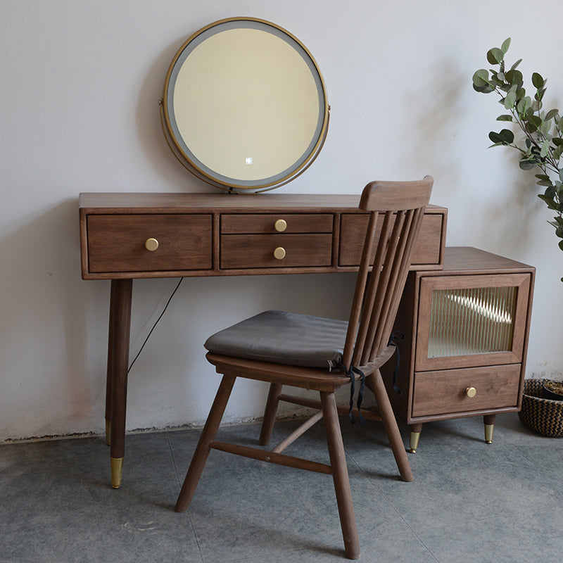 Tavolo da toeletta in legno in legno vanità per trucco in legno massello con cassetti