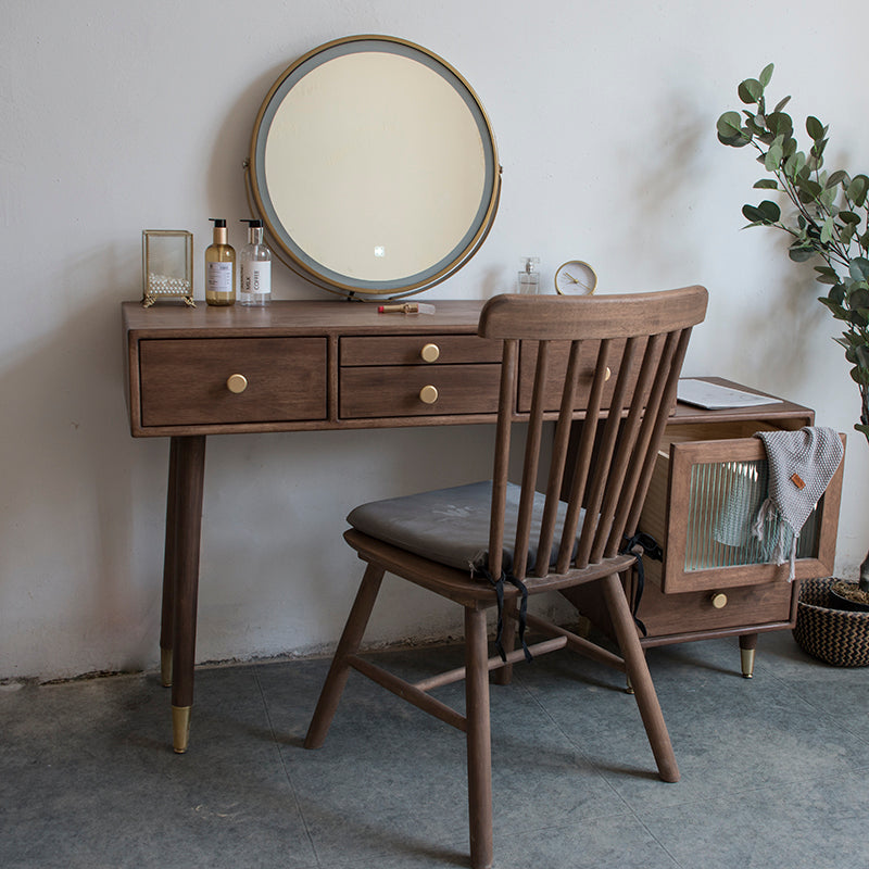 Tavolo da toeletta in legno in legno vanità per trucco in legno massello con cassetti