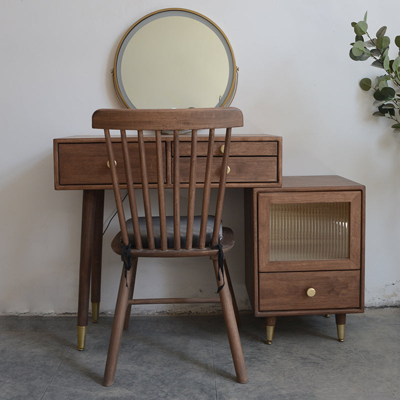 Tavolo da toeletta in legno in legno vanità per trucco in legno massello con cassetti