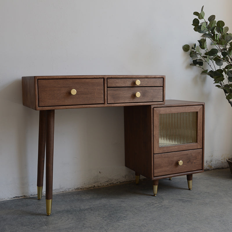 Tavolo da toeletta in legno in legno vanità per trucco in legno massello con cassetti