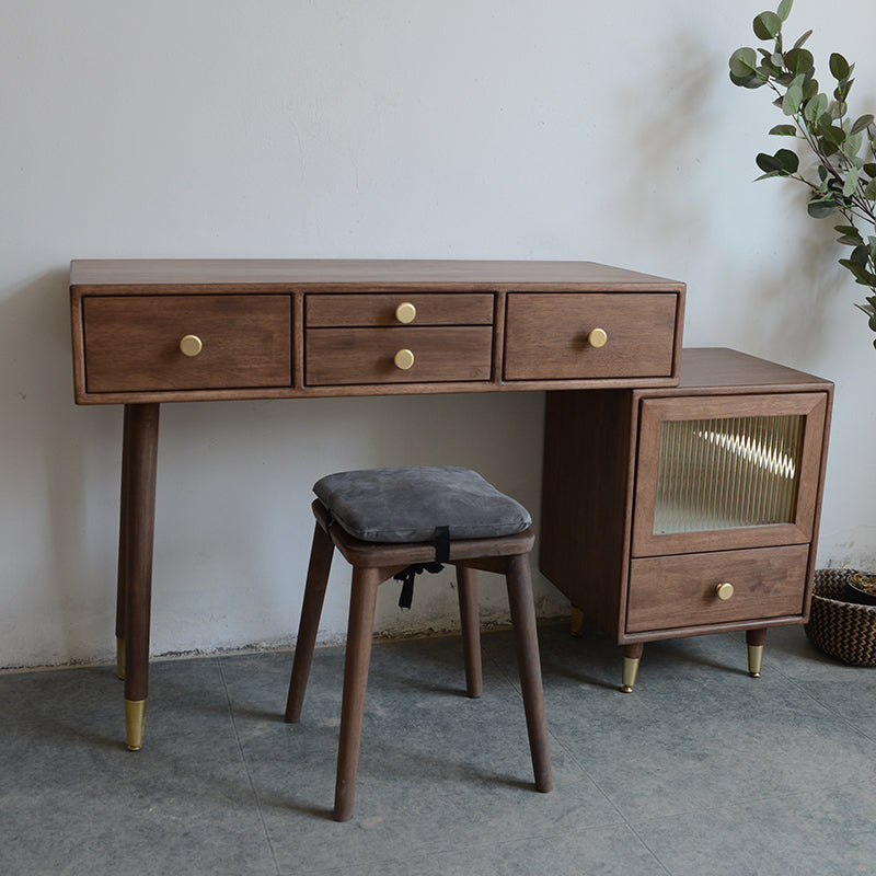 Tavolo da toeletta in legno in legno vanità per trucco in legno massello con cassetti