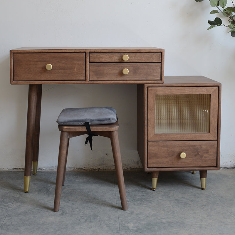 Tavolo da toeletta in legno in legno vanità per trucco in legno massello con cassetti