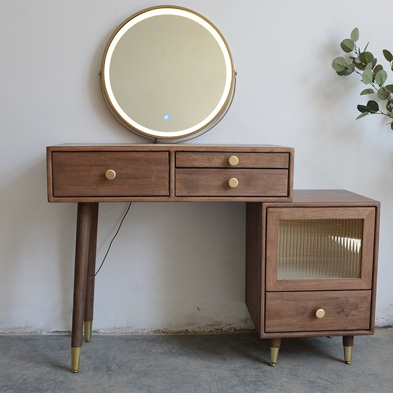 Tavolo da toeletta in legno in legno vanità per trucco in legno massello con cassetti