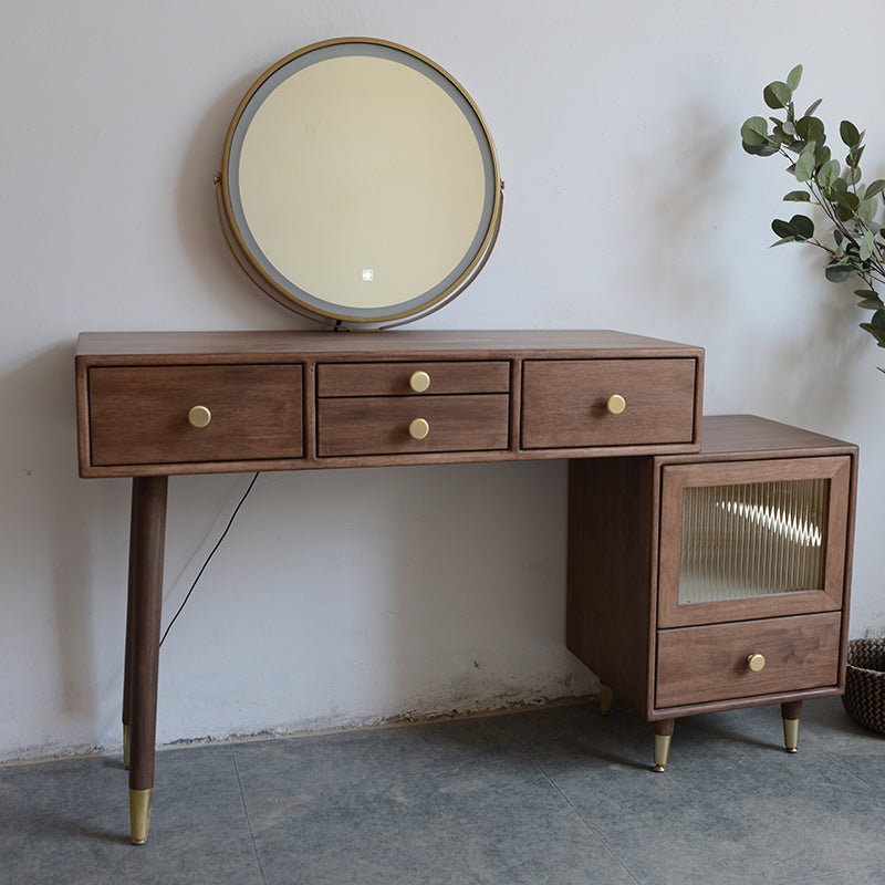 Tavolo da toeletta in legno in legno vanità per trucco in legno massello con cassetti