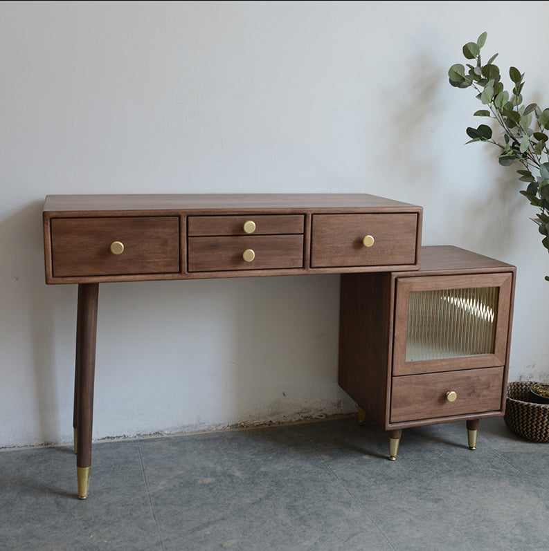 Tavolo da toeletta in legno in legno vanità per trucco in legno massello con cassetti