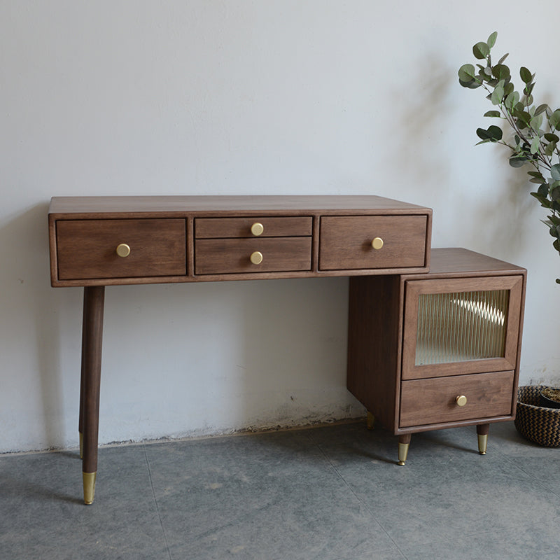 Tavolo da toeletta in legno in legno vanità per trucco in legno massello con cassetti